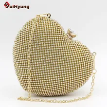 Heißer Verkauf Frauen Party Strass Abendtaschen Kristall Glitter herzförmigen Hochzeit Braut Brautjungfer Handtasche Tag Kupplungen
