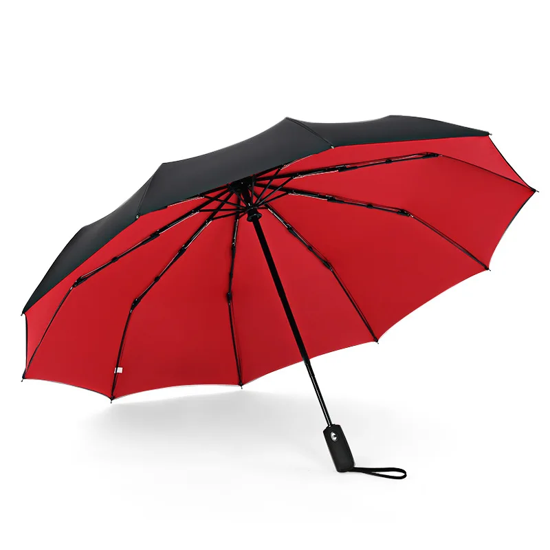 10 ребер трехслойный складной зонт, полностью автоматический зонт для мужчин, деловой сильный Ветрозащитный Солнечный и дождевой Зонты
