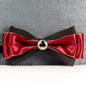 

Free Shipping New fashion casual men's male woman Korean red ribbon manual diamond button tie Wedding Tuxedo Bow Tie Groomsman