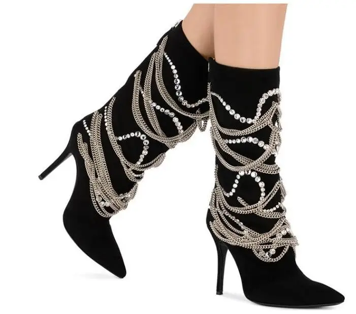 biker boots with pearls