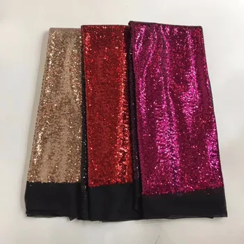 

2019 High Quality African Lace Fabrics Multicolor Nice French Net Embroidery Sequins Tulle Lace Fabric For Nigerian Party Dress