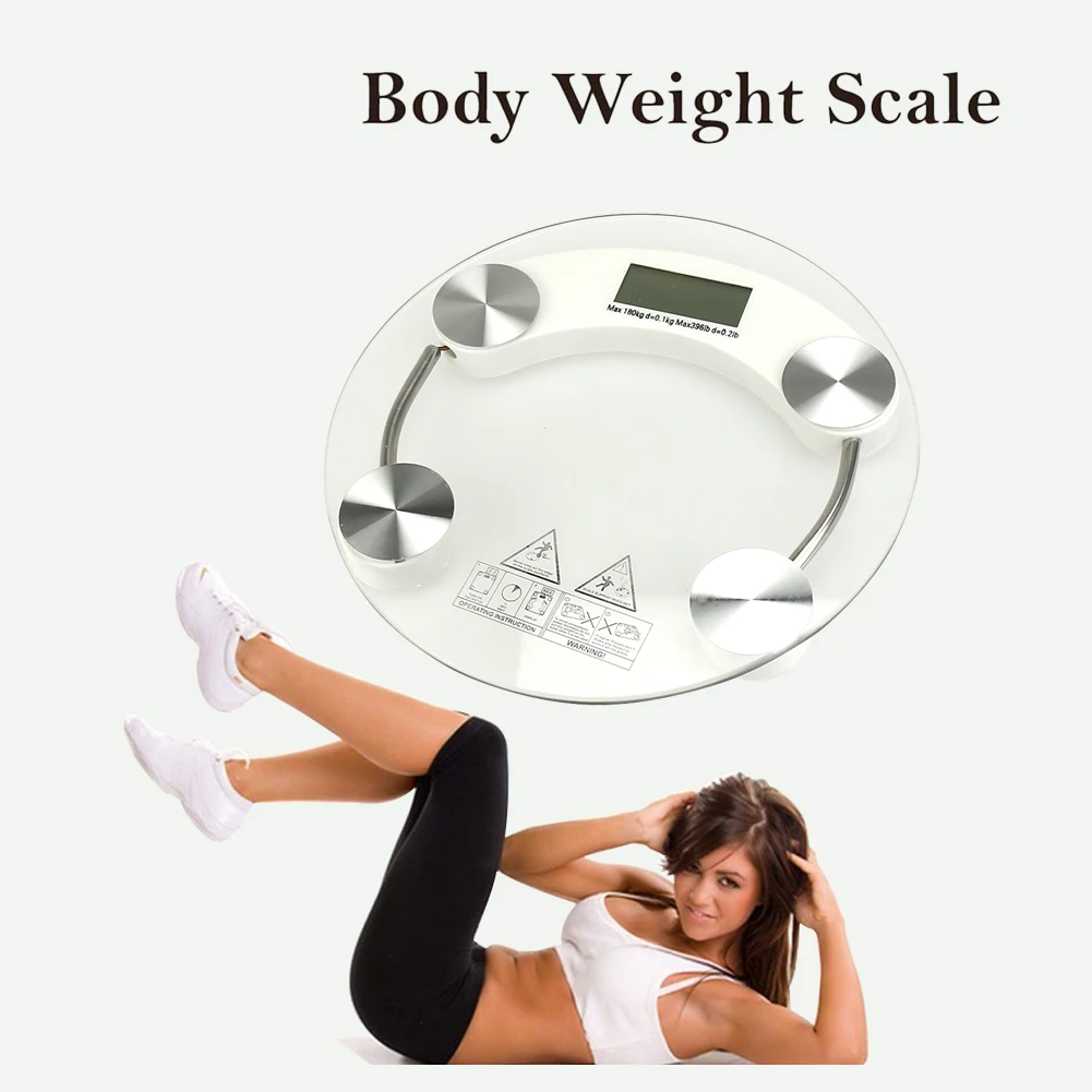 Стекло Электронные напольные весы круглый цифровой ЖК-дисплей разумный баланс тела бытовой ванные комнаты 150 кг Для женщин тело тонкий