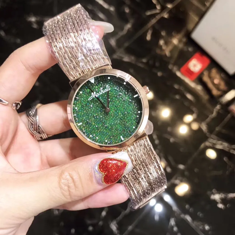 New Arrived Green Beads Crystal Women Watches Romantic Tassels Bracelet