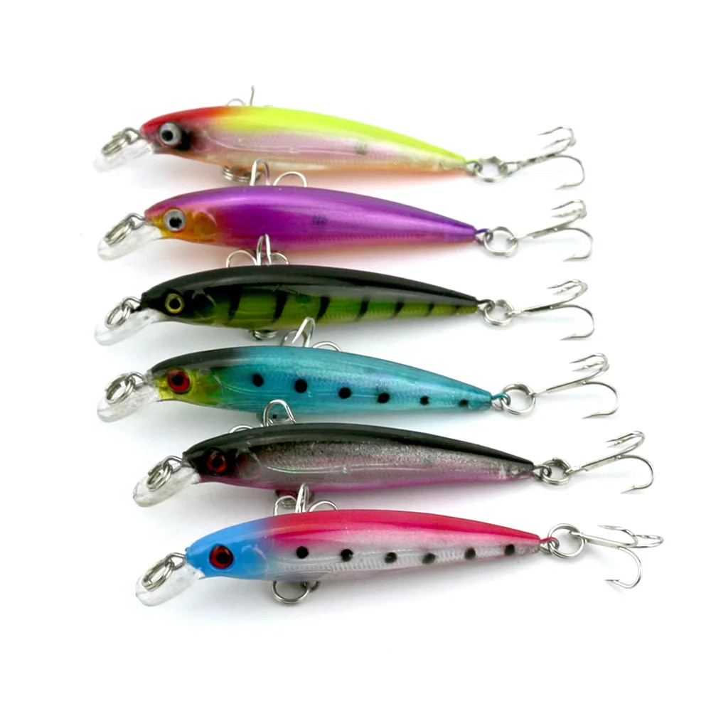 Newly 80mm Minnow fishing Lures 8CM 6G 6 hooks Hard bait Stick bait