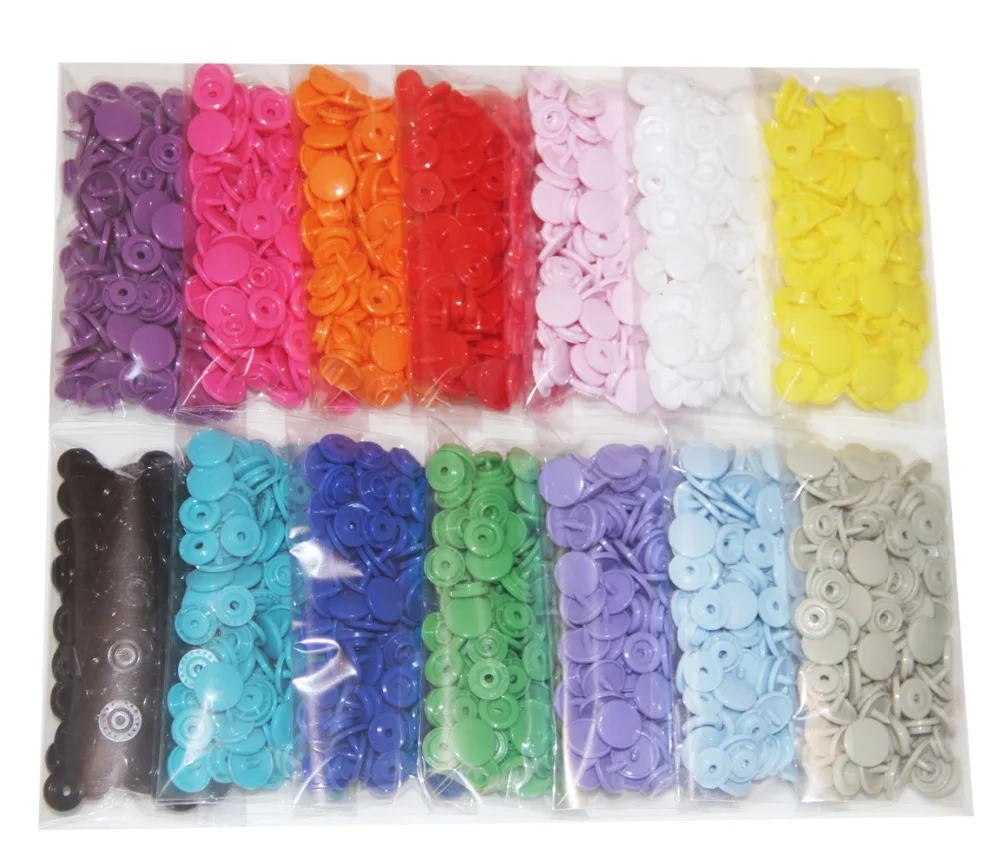 

420 Sets 14 Color KAM Snaps Size 20 T5 Plastic Fasteners Punch Poppers Closures No Sew Buttons for Cloth Diaper Bibs Nappies