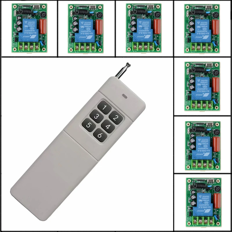 

Long Range Far Distance 6CH AC220V 30A High Power Remote Control Switches System Learning Code Receiver Momentary Toggle Latched