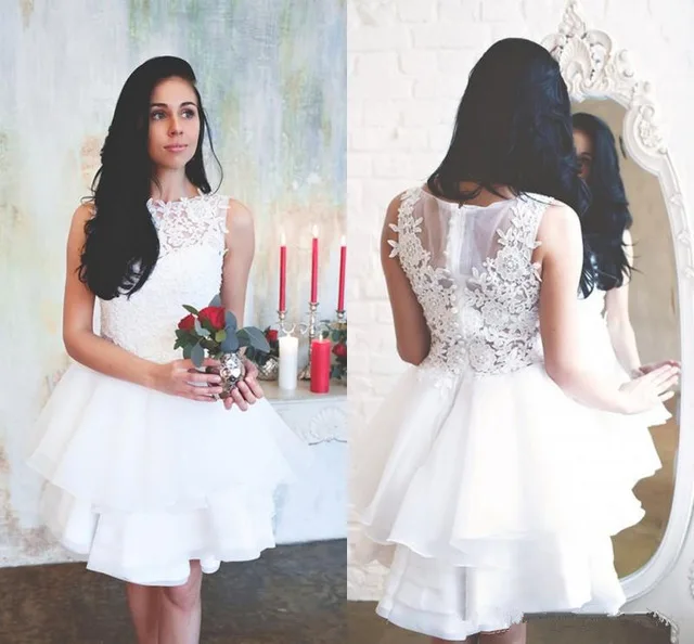 

Short Wedding Dresses Lace Cheap tiered Appliques Sexy Beach Wedding Dress Bridal Gown wedding gowns Vestidos De Novia 2019