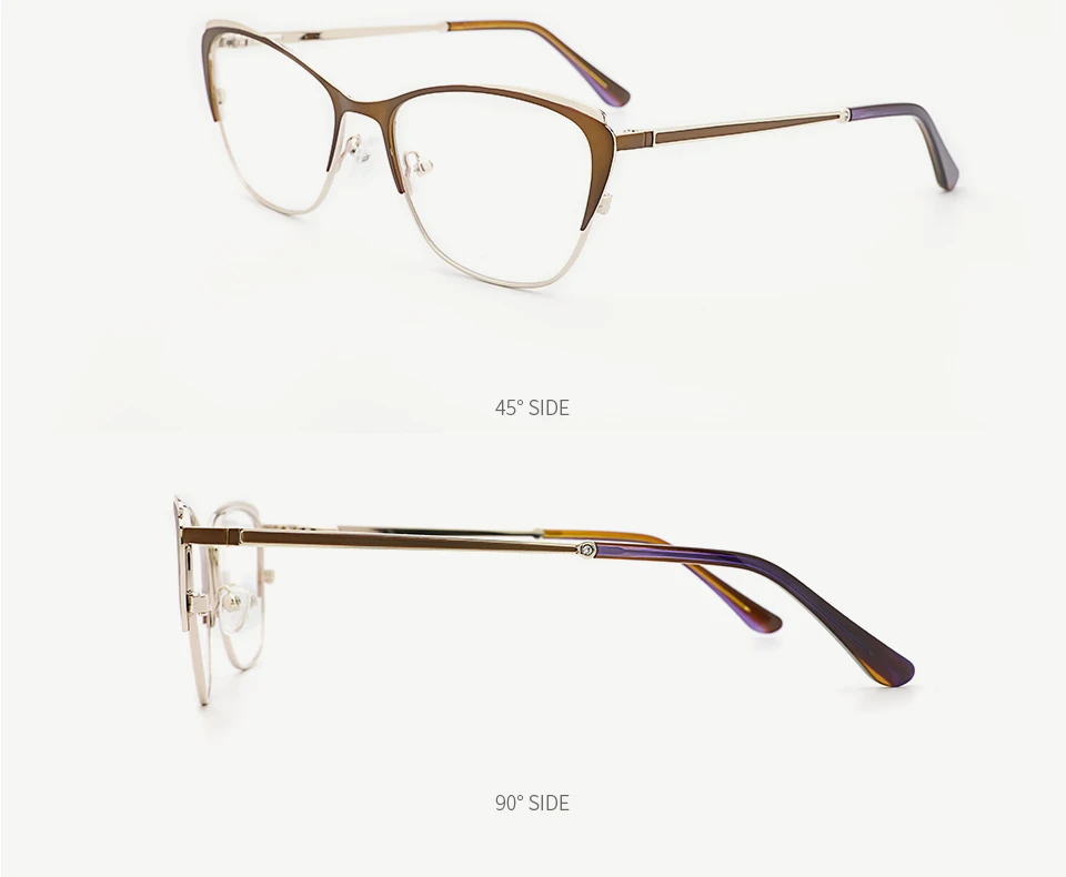 Металлические оправы женские фиолетовые модные очки кошачий глаз оправы для женщин новая модель# TF2199C3