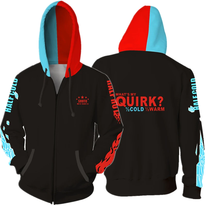 MANYU 3D Print Anime Boku Hoodie Cosplay Shoto Todoroki Hoodies Jacket Sweatshirt Costumes Unisex