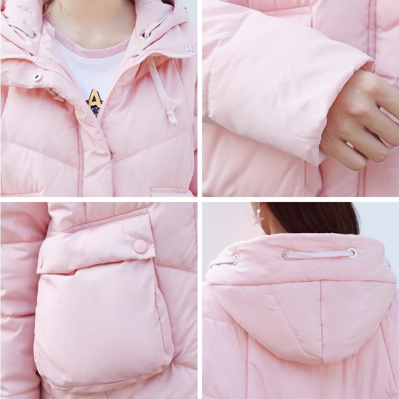 Stand Collar Winter Jacket Women Hooded With Two Pockets Female Coat Basic Jacket Cotton Padded Jaqueta Feminina Inverno Stand Collar Winter Jacket Women Hooded With Two Pockets Female Coat Basic Jacket Cotton Padded Jaqueta Feminina Inverno