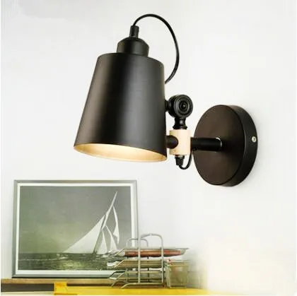 Wood Wall Sconces Nordic LED Wall Light Fixtures Balcony Corridor Adjustable Swing Arm Lamp ...