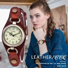 CCQ Marca Moda Vintage de Cuero de Vaca Vestido de Mujer Relojes de pulsera de Cuarzo Relojes de Las Mujeres de Bronce Dial Casual Reloj Relogio Feminino