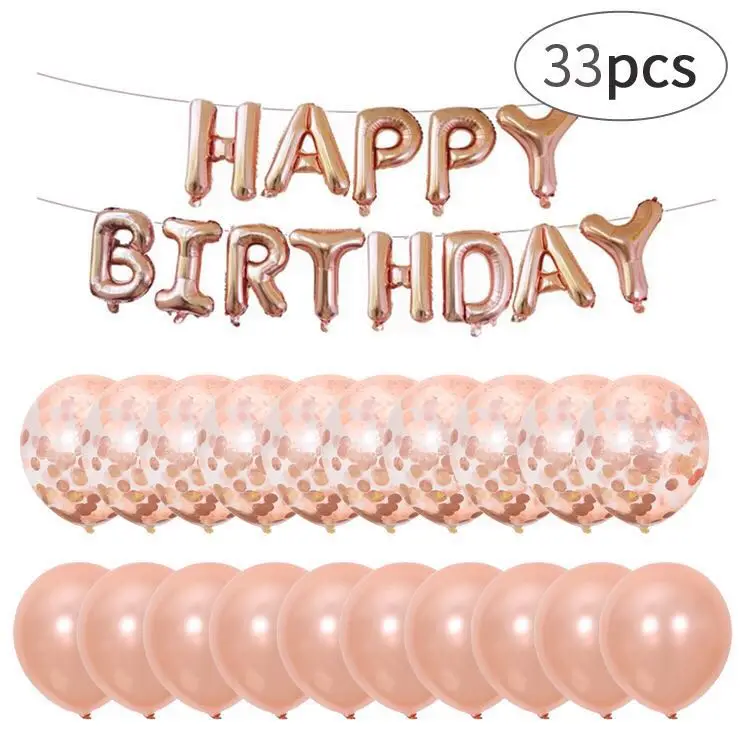 

Emerra 30Pcs Kids Favorite Hot Selling Rose Gold Happy Birrthday Balloon Paper Scrap Balloon Decoration Free Shipping