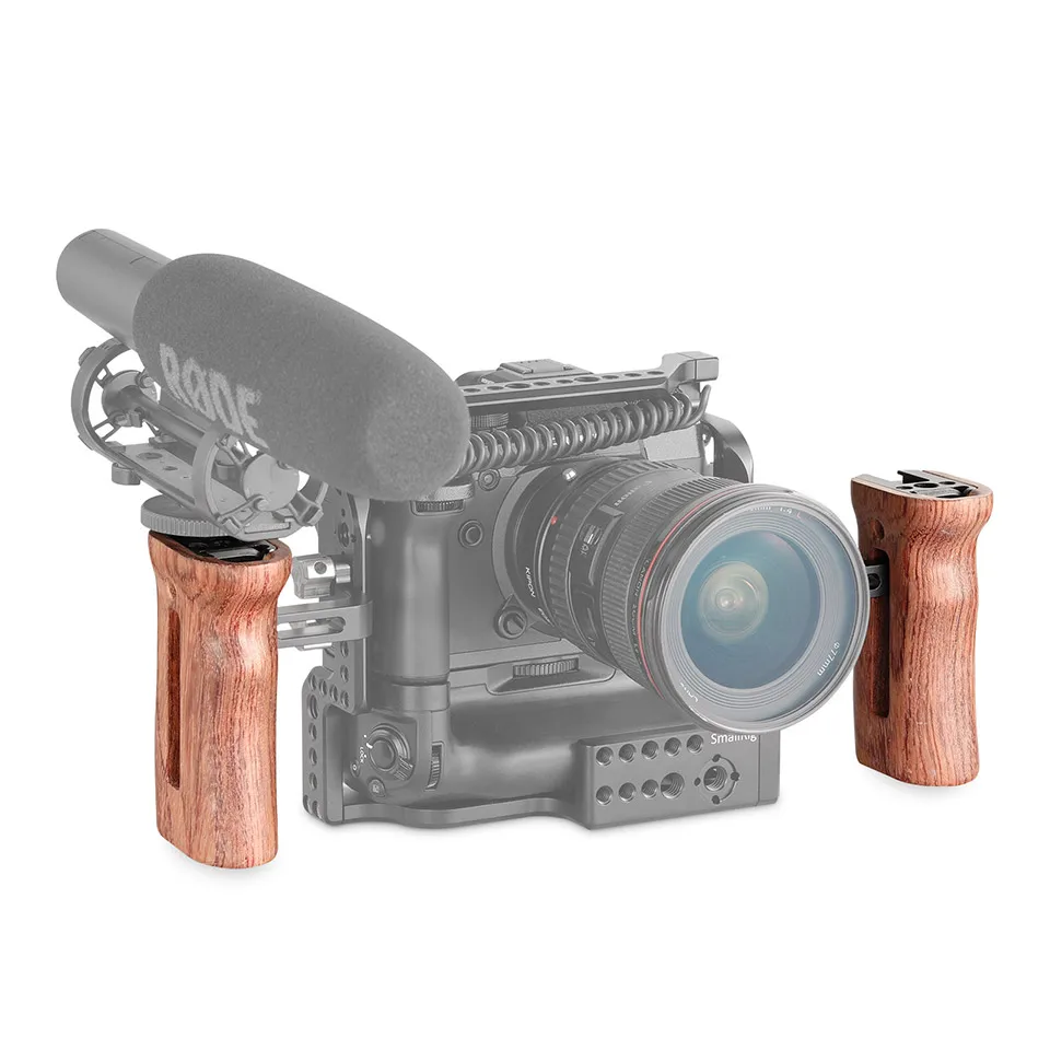 SmallRig Wooden Side Handle For Universal Camera Cage Featuring Two 1/4