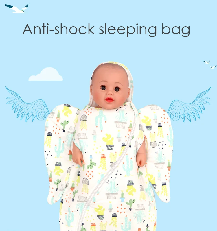AAG/спальный мешок для новорожденных; хлопковый спальный мешок с защитой от пугающих крыльев; детский спальный мешок с милыми мультяшными животными; Пеленка на молнии для младенцев; 0-8 месяцев