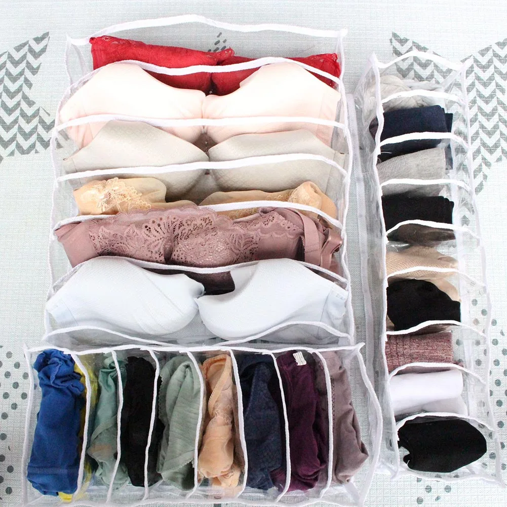 

Convenient Underwear Socks Bra Storage Box Organizer Transparent Portable for Bedroom Drawer Hogard