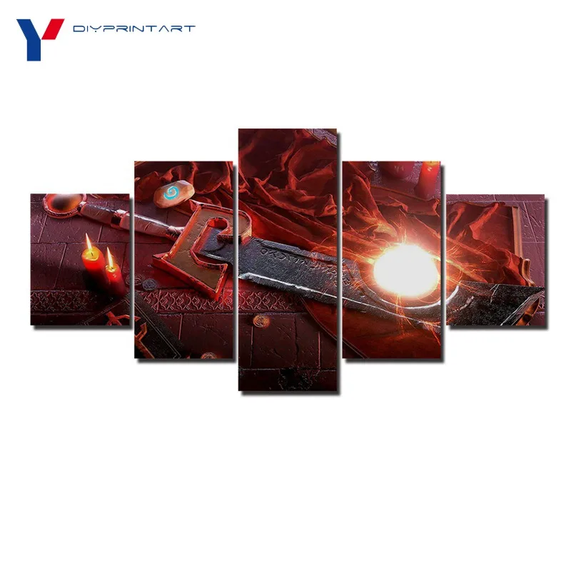 

World Warcraft Imitation Ashbringer 5 Panel Wall Art Canvas Paintings Paintings on the Wall A0992