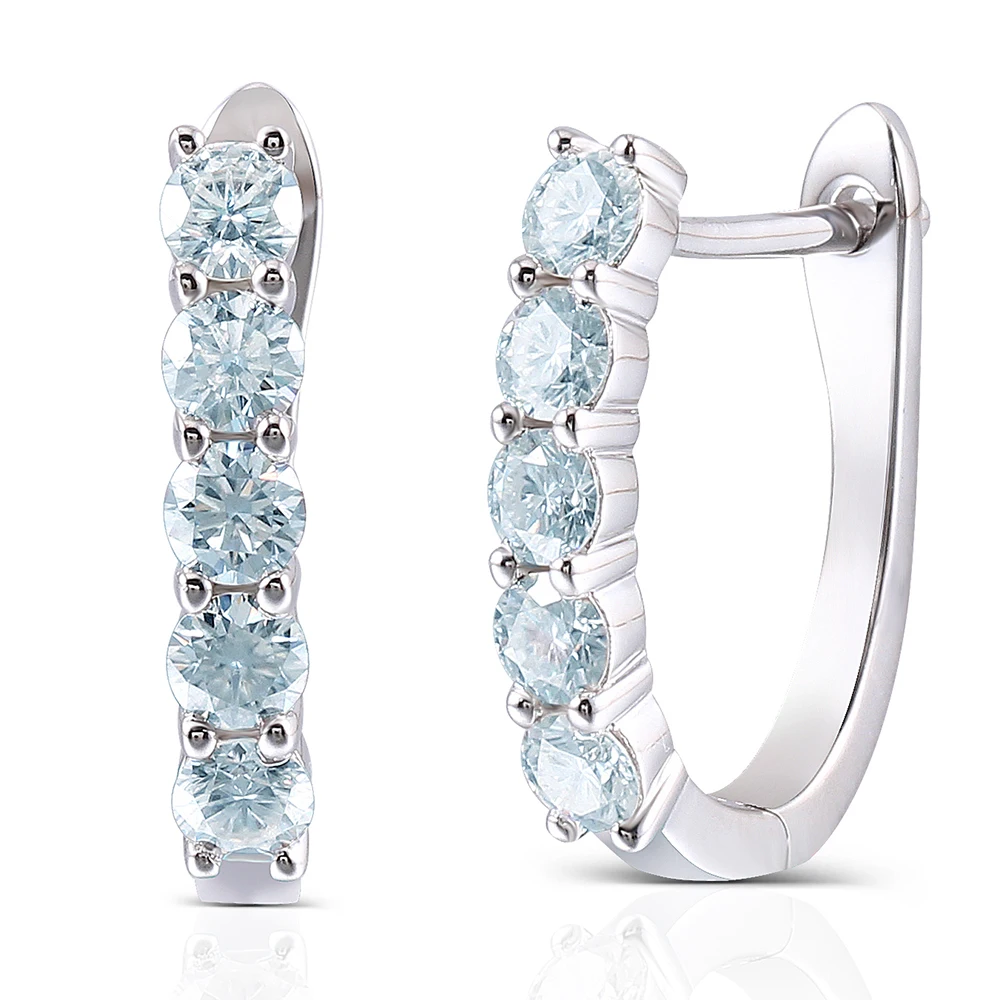 

Transgems 1.6CTW 3.5MM Moissanite Simulated Diamond Huggie Earrings U Hoop EarringsPlatinum Plated Silver for Women