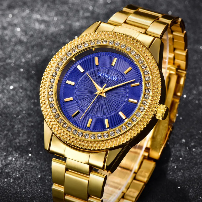 

XINEW Luxury Women's Girl's Crystal Stainless Steel Quartz Analog Wrist Watch Quartz Wrist Watch Round Case #0907