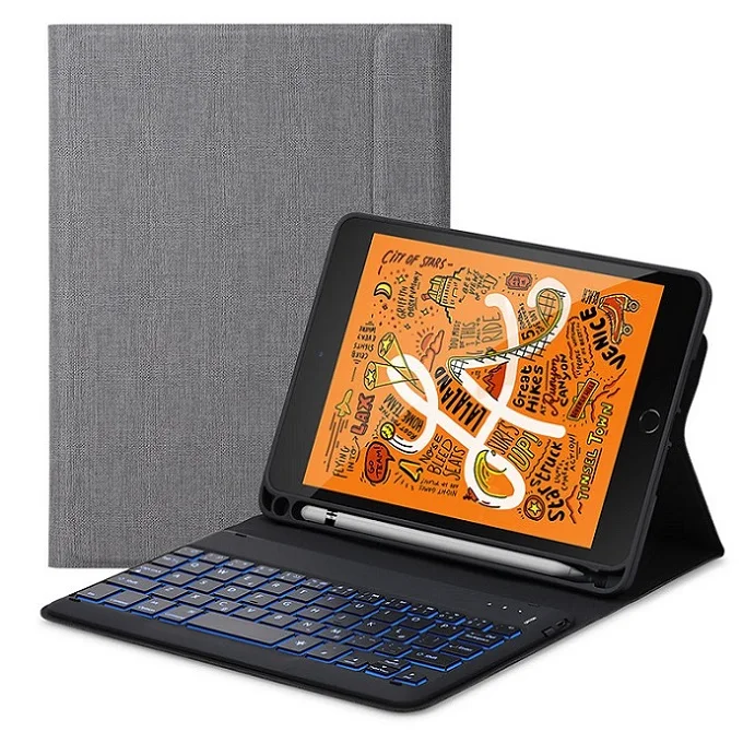 Для iPad Mini 5 Чехол для клавиатуры 7,9 дюймов 7 цветов подсветка сна/Пробуждение Смарт-Чехол для зарядки поддержка карандаша слот Держатель Folio Cover