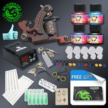 Cheap Beginner Tattoo Kit High Cost performance 1 Tattoo Machine Gun 4 Tattoo Inks Tattoo Supply