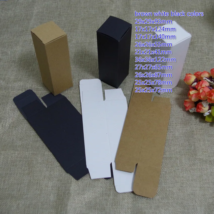 

100pcs/lot 1.7x12.4/2.5x7/2.9x9.3/3.6x10.5cm Kraft Paper Packing Box For Diy Lipstick Perfume Essential Oil Bottles Or Tubes