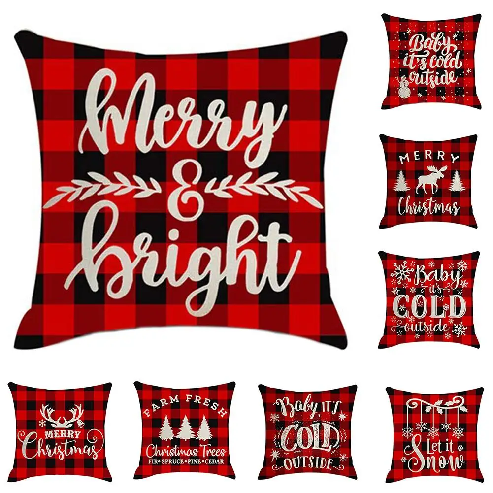 

Xmas Tree Snowflake Elk Design Linen Pillow Case Cushion Cover Sofa Bed Car Cafe Decor