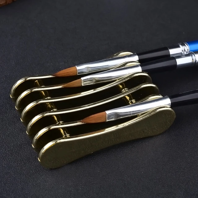 $US $1.35 Metal Gold Silver Nail Brush Holder Stand Grids Display Stand Tools Beauty Salo