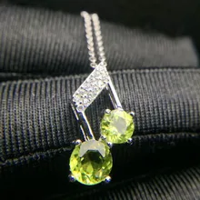 Натуральный кулон из перидота 925 пробы Серебряная музыкальная нота стиль 0.5ct* 1 шт., 0.85ct* 1 шт. драгоценный камень# TF18072413