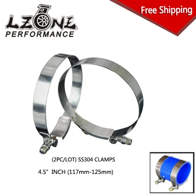 

FREE SHIPPING - (2PC/LOT) 4.5" CLAMPS (117-125)STAINLESS 304 SILICONE TURBO HOSE COUPLER T BOLT CLAMP KIT HIGH QUALITY
