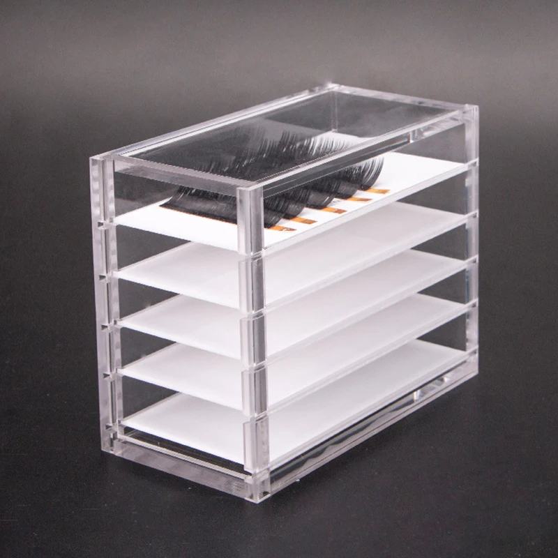 

5 Layers Plastic Eyelash Storage Box Makeup Display Container Eyelashes Glue Pallet Holder Case Beauty Makeup Tools