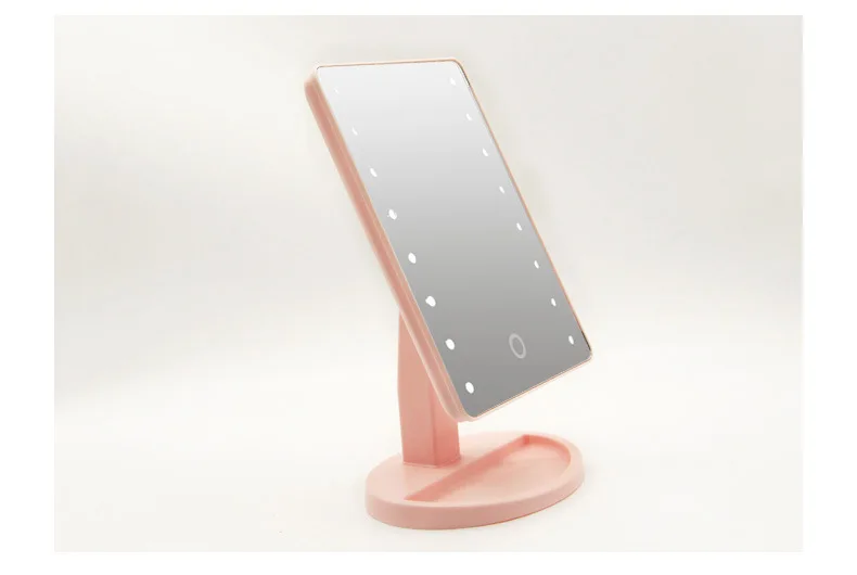 

Desktop Cosmetic Storage Rectangle Makeup USB LED Hollywood Mirror With Touch Screen