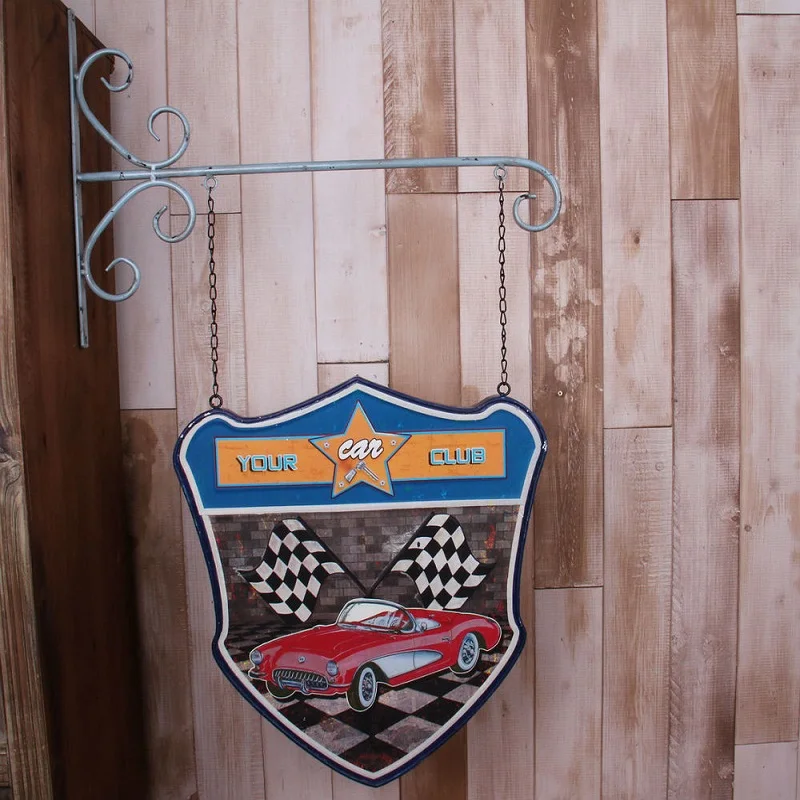 

American racing pattern Iron vintage wall hanging / Bar Restaurant Cafe Mural home decor artesanato decoracion hogar decoracion