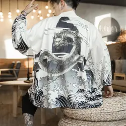 Лето 2019 г. Кимоно Кардиган для мужчин традиционные японские кимоно рубашка Японии одежда