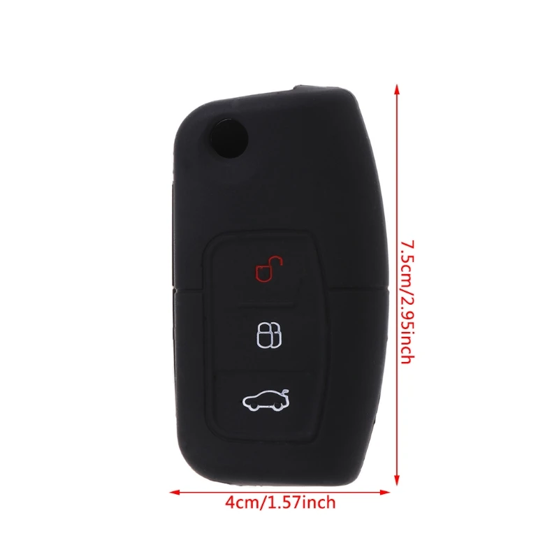 

Drop Ship Silicone Car Remote Flip Key Fob Case Shell 3 Buttons For Ford Focus Mondeo