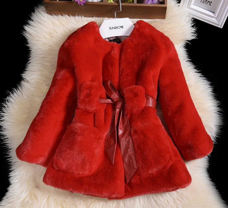 Winter Jackets Girls faux Fur coat Children Outerwear Jacket warm Outerwear Child Thickening Clothing Outerwear Warm