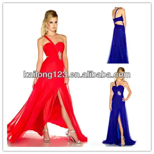 Cheap Sweetheart Flowy Floor-length Cutout Beaded Sides Ruching Top Royal Blue Cherry Chiffon One Shoulder Prom Dresses | Свадьбы и