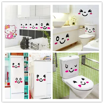 

Home Decor Wall Stricker Toilet Bathroom Sticker Red Wall Cute Cartoon Home Decor Smiley Funny Bathroom Art