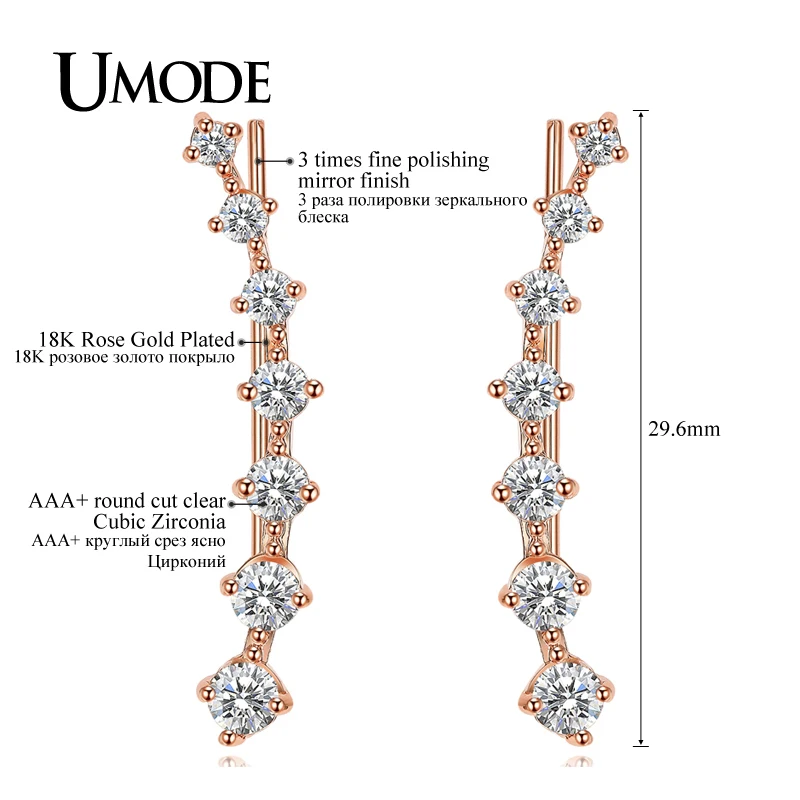 Модные женские серьги гвоздики со звездами UMODE длинные Крючки из розового и