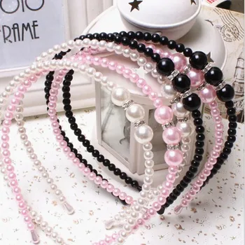 

Korean version of the princess pearl hair hoop hand bead cute hair ornaments CJWD15