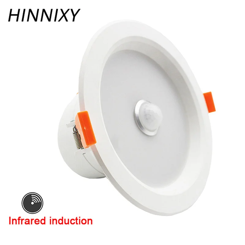 Hinnixy светодиодный 6 Вт 12 Вт беспроводной PIR датчик движения светильники интеллектуальная инфракрасная индукция SMD 110-240 В утопленный потолочный точечный светильник