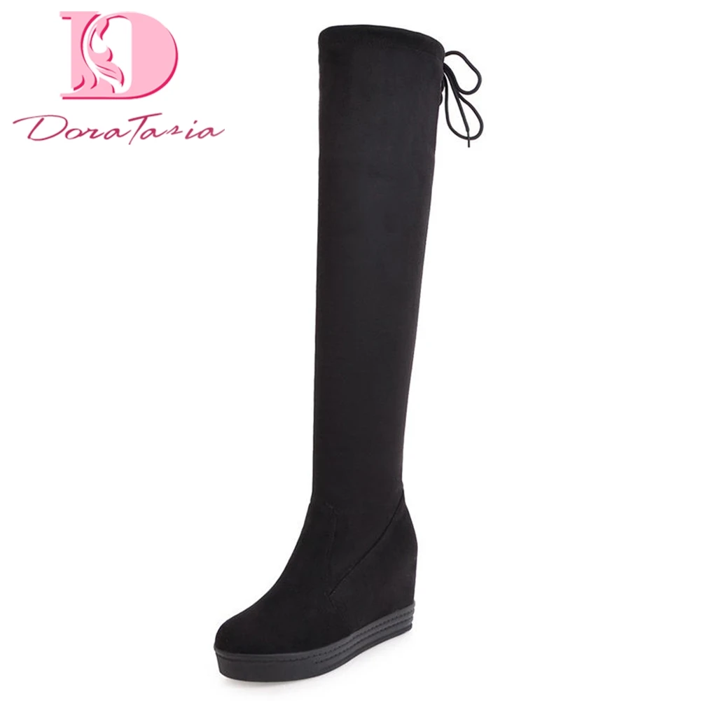 

Doratasia 2018 Large Size 34-43 Brand Design Winter Shoes Woman Boots Increasing Heels Knee High Boots Woman Shoes