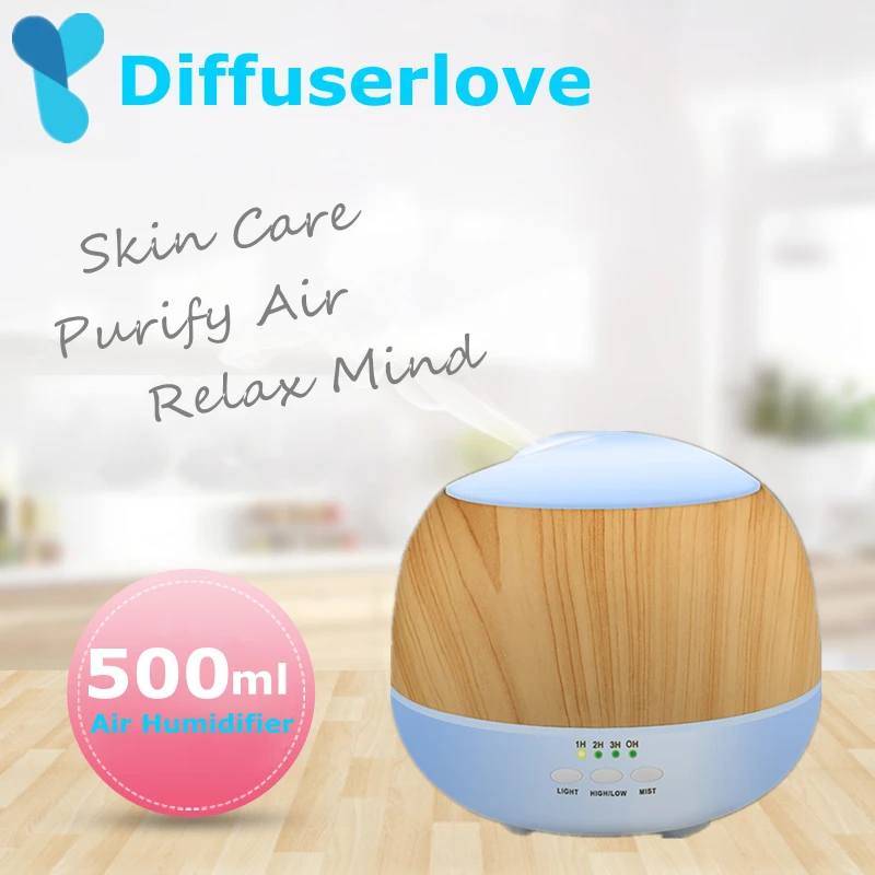 

Diffuserlove 500ml Ultrasonic Air Humidifier With LED Light Electric Aromatherapy Essential Oil Diffuser for Office Household