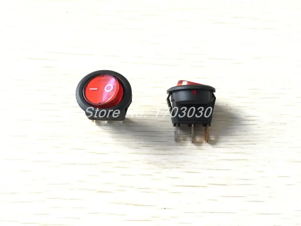 

10x Red Light Illuminated ON-OFF SPST Round Rocker Switch 6A/250V 10A/125V AC