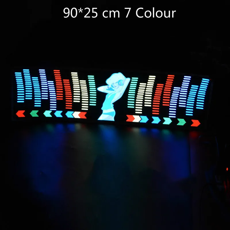 90*25 Cm 7 Kleur Muziek Ritme Eq Auto Sticker Muziek Equalizer Op Voorruit Led Sound Muziek Geactiveerd el Sheet Lijm Stickers