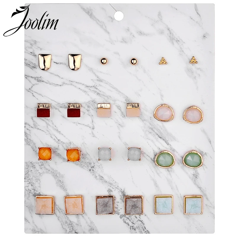 Joolim 12 pairs/set Druzzy Stone Stud Earrings Set Wholesale