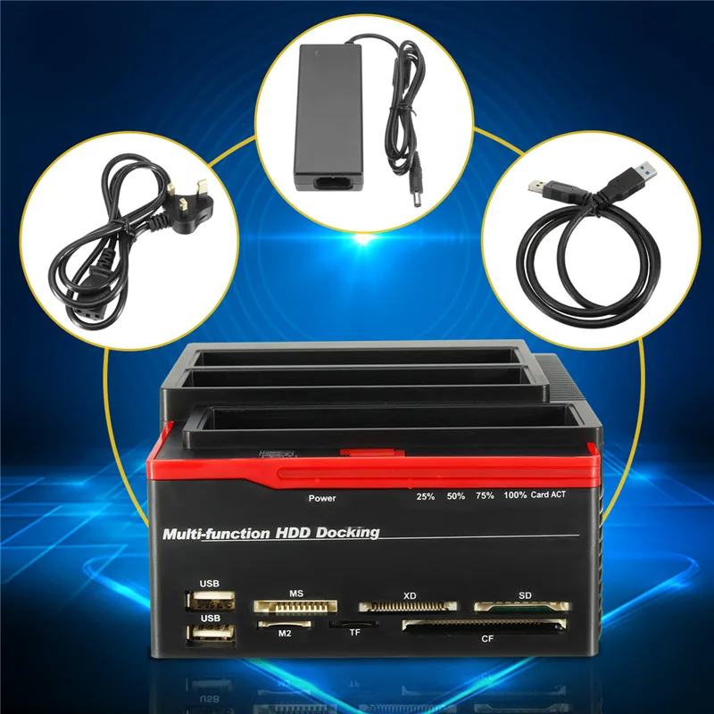 

High Speed 2.5" 3.5" SATA IDE HDD Hard Drive Docking Station Card Reader Hub Multifunctional USB 3.0 HDD Enclosure For Laptop