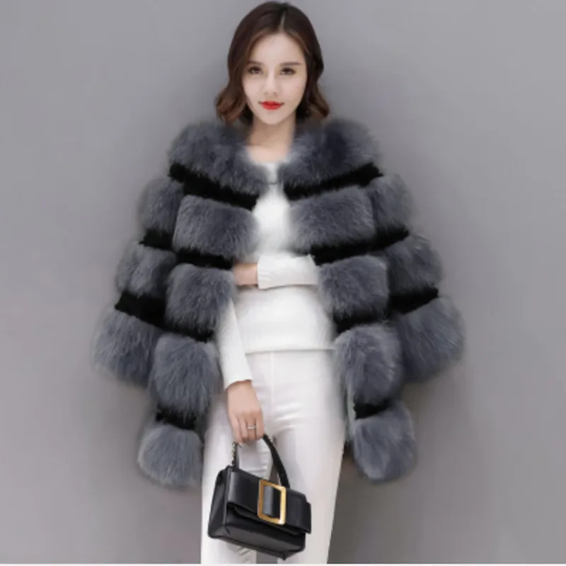 QAZXSW Fox Fur Coat 2017 New Autumn and Winter Real Fur Jacket Women Fashion Fox Fur Jacket Female Parkas LH1306