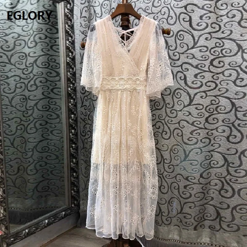 Women's Clothing Dresses 2019 Summer Fashion Party Evening Vestido Women V-Neck Exquisite Embroidery Beading Sexy Backless Dress