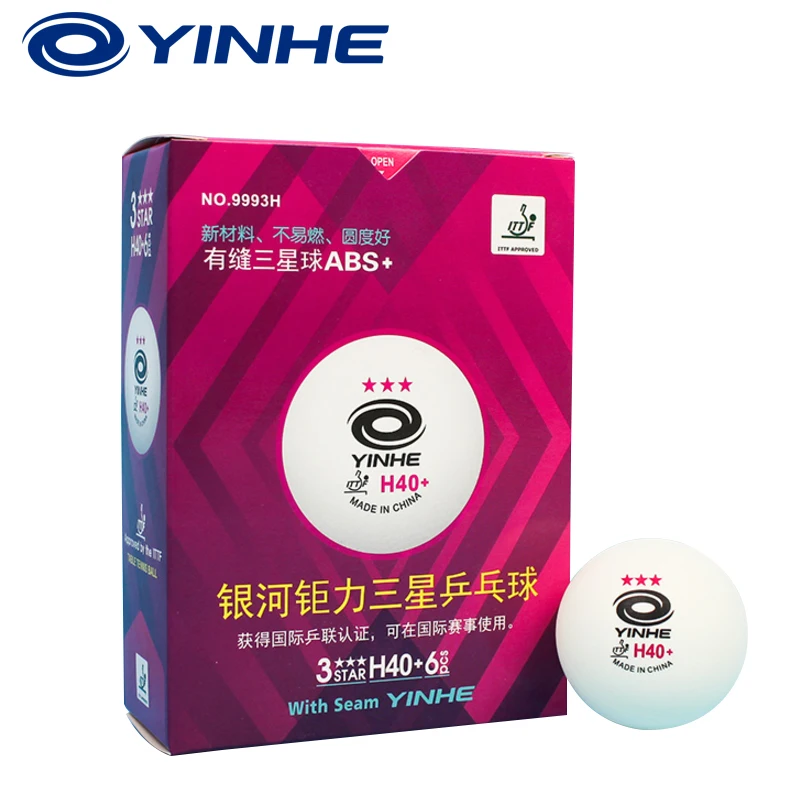 Yinhe Galaxy 3-Star Seamed мячи для настольного тенниса пластик 40 + ITTF одобренный Белый Поли мячи для пинг-понга